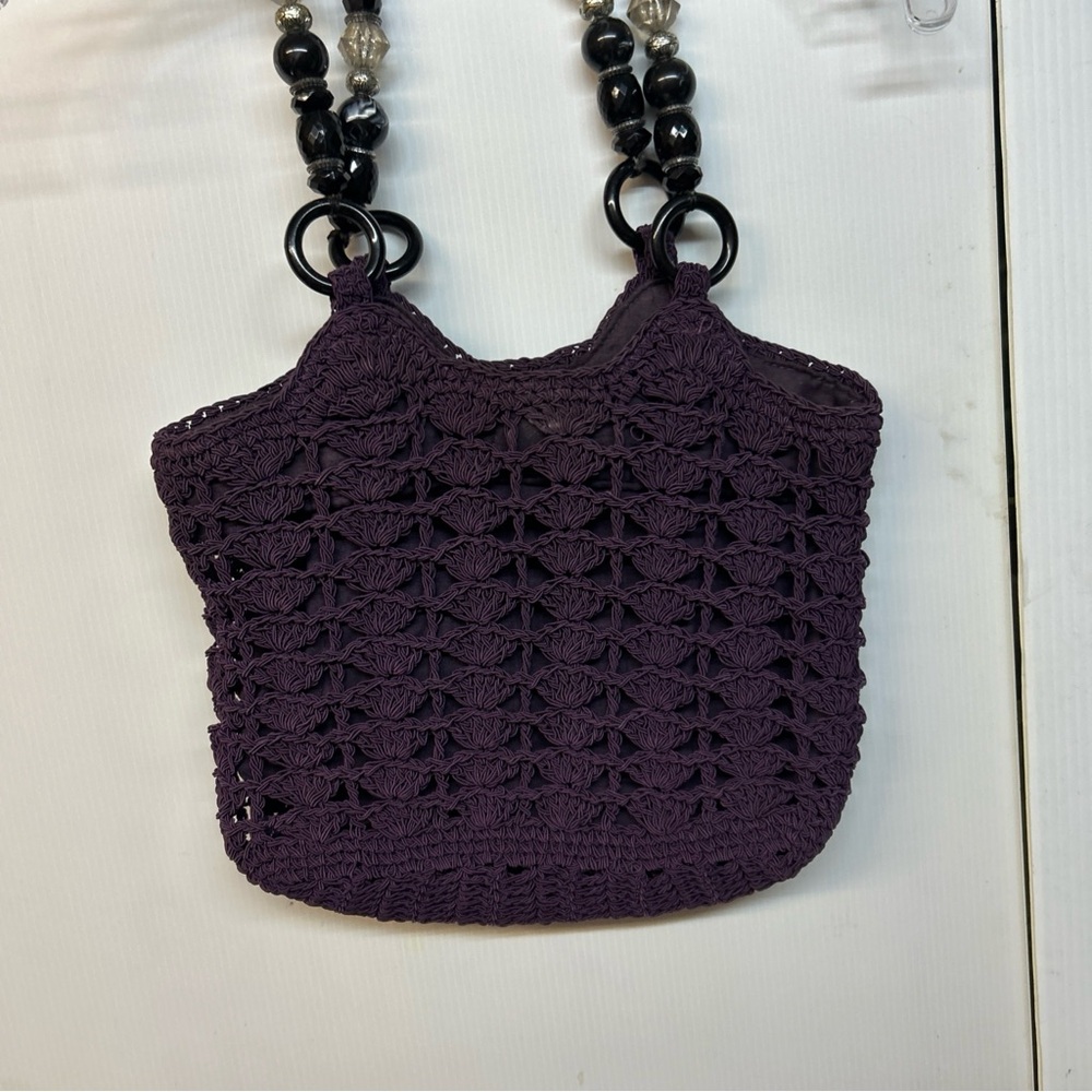 Cappelli Straworld Deep Purple Crochet Tote - Picture 2 of 5